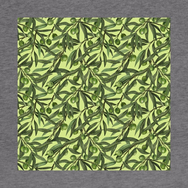 Olive branches on honeydew green by katerinamk